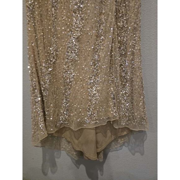 Mac Duggal Women's 5619 Plus Size 20 Nude Beige Beaded Sequin Gown Formal Dress - Picture 4 of 16